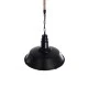 GloboStar® CRANE 01109 Vintage Industrial Κρεμαστό Φωτιστικό Οροφής Μονόφωτο 1 x E27 Μαύρο Μεταλλικό Καμπάνα Πλέγμα με Μπεζ Σχοινί Φ36 x Y25cm