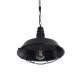 GloboStar® CRANE 01109 Vintage Industrial Κρεμαστό Φωτιστικό Οροφής Μονόφωτο 1 x E27 Μαύρο Μεταλλικό Καμπάνα Πλέγμα με Μπεζ Σχοινί Φ36 x Y25cm