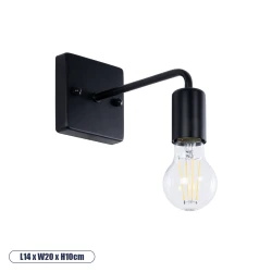 Φωτιστικό τοίχου απλίκα kelvo® MISSAM με ντουί E27 AC 220-240V IP20 μαύρο 14x20x10cm 01119