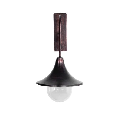 GloboStar® ANNIEL 01124 Vintage Φωτιστικό Τοίχου - Απλίκα Μονόφωτο 1 x E27 AC 220-240V IP20 - Μ27 x Π40 x Υ56cm - Καφέ Σκουριά Μεταλλικό Καμπάνα