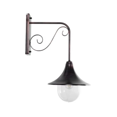 GloboStar® ANNIEL 01124 Vintage Φωτιστικό Τοίχου - Απλίκα Μονόφωτο 1 x E27 AC 220-240V IP20 - Μ27 x Π40 x Υ56cm - Καφέ Σκουριά Μεταλλικό Καμπάνα
