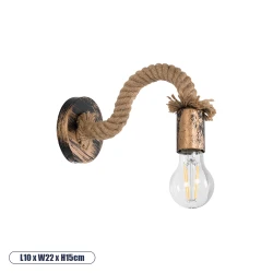 Vintage φωτιστικό τοίχου kelvo® DAKER απλίκα με ντουί E27 1 x E27 AC 220-240V IP20 χάλκινο εφέ σκουριάς & μπεζ 10x22x15cm 01126