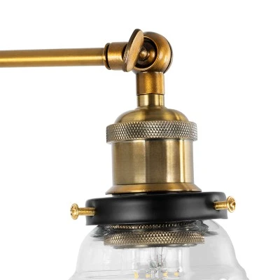 Φωτιστικό τοίχου απλίκα με ντουί 1 x E27 AC 220-240V IP20 διάφανο & χρυσό μέταλλο με διαστάσεις Μ19 x Π30 x Υ24cm