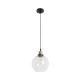 GloboStar® WICKHAM 01170 Vintage Κρεμαστό Φωτιστικό Μπάλα Μονόφωτο 1 x E27 IP20 Διάφανο Γυαλί με Μαύρο & Χρυσό Μέταλλο - Μ20 x Π20 x Y25cm