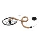 GloboStar® VELO 01185 Vintage Industrial Κρεμαστό Φωτιστικό Οροφής Μονόφωτο 1 x E27 Μαύρο Μεταλλικό Πλέγμα με Μπεζ Σχοινί Φ30 x Y16cm