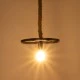 GloboStar® VELO 01185 Vintage Industrial Κρεμαστό Φωτιστικό Οροφής Μονόφωτο 1 x E27 Μαύρο Μεταλλικό Πλέγμα με Μπεζ Σχοινί Φ30 x Y16cm