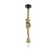 GloboStar® ROPE 01278 Vintage Κρεμαστό Φωτιστικό Ανάρτηση Μονόφωτο 1 x E27 IP20 Μπεζ Σχοινί - Μ3.5 x Π3.5 x Y100cm