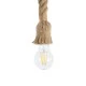 GloboStar® ROPE 01278 Vintage Κρεμαστό Φωτιστικό Ανάρτηση Μονόφωτο 1 x E27 IP20 Μπεζ Σχοινί - Μ3.5 x Π3.5 x Y100cm