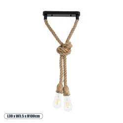 Boho Κρεμαστό Φωτιστικό Οροφής με Ντουί 2 x E27 AC 220-240V IP20 - Μπεζ - Μ30 x Π3.5 x Υ100cm