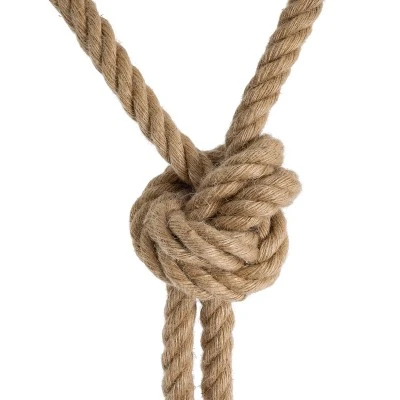GloboStar® ROPE 01279 Vintage Κρεμαστό Φωτιστικό Ράγα Δίφωτο 2 x E27 IP20 Μπεζ Σχοινί - Μ30 x Π3.5 x Υ100cm