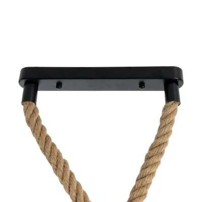 GloboStar® ROPE 01279 Vintage Κρεμαστό Φωτιστικό Ράγα Δίφωτο 2 x E27 IP20 Μπεζ Σχοινί - Μ30 x Π3.5 x Υ100cm