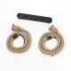 GloboStar® ROPE 01279 Vintage Κρεμαστό Φωτιστικό Ράγα Δίφωτο 2 x E27 IP20 Μπεζ Σχοινί - Μ30 x Π3.5 x Υ100cm