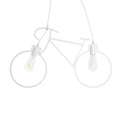 Vintage κρεμαστό φωτιστικό BIKE με ντουί 2 x E27 AC 220-240V IP20 - Λευκό
