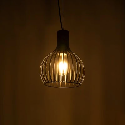 GloboStar® SCANDI 01386 Vintage Industrial Κρεμαστό Φωτιστικό Οροφής Μονόφωτο 1 x E27  Μαύρο Μεταλλικό Πλέγμα Φ23 x Υ30cm
