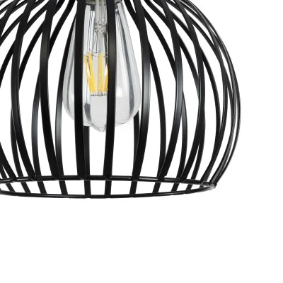 GloboStar® SCANDI 01386 Vintage Industrial Κρεμαστό Φωτιστικό Οροφής Μονόφωτο 1 x E27  Μαύρο Μεταλλικό Πλέγμα Φ23 x Υ30cm