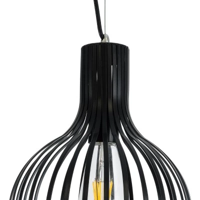 GloboStar® SCANDI 01386 Vintage Industrial Κρεμαστό Φωτιστικό Οροφής Μονόφωτο 1 x E27  Μαύρο Μεταλλικό Πλέγμα Φ23 x Υ30cm