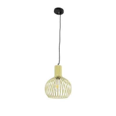 GloboStar® SCANDI 01387 Vintage Κρεμαστό Φωτιστικό Πλέγμα Μονόφωτο 1 x E27 IP20 Μπεζ Μέταλλο - Μ23 x Π23 x Υ30cm