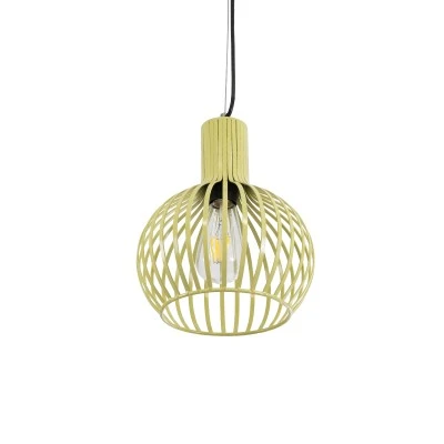 GloboStar® SCANDI 01387 Vintage Κρεμαστό Φωτιστικό Πλέγμα Μονόφωτο 1 x E27 IP20 Μπεζ Μέταλλο - Μ23 x Π23 x Υ30cm