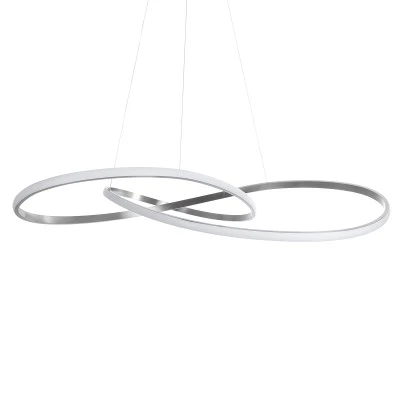 GloboStar® DEXTER 60919 Κρεμαστό Φωτιστικό Οροφής Design LED CCT 120W 13440lm 300° AC 220-240V - Εναλλαγή Φωτισμού μέσω Τηλεχειριστηρίου All In One Ψυχρό 6000k+Φυσικό 4500k+Θερμό 2700k Dimmable Φ103cm - Νίκελ Βούρτσας - 3 Years Warranty
