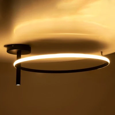 Μοντέρνο φωτιστικό οροφής VERONA LED 36W 4032lm 360° AC 220-240V ρυθμιζόμενο λευκό CCT IP20 μαύρο ματ 60x60x23cm
