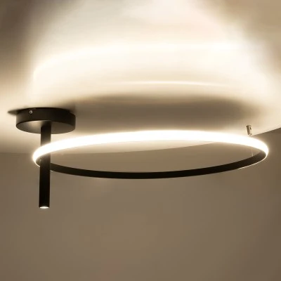 Μοντέρνο φωτιστικό οροφής VERONA LED 36W 4032lm 360° AC 220-240V ρυθμιζόμενο λευκό CCT IP20 μαύρο ματ 60x60x23cm