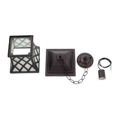 GloboStar® LINCOLN 01399 Vintage Κρεμαστό Φωτιστικό Πλέγμα Μονόφωτο 1 x E27 IP20 Καφέ Μεταλλο με Διάφανο Γυαλί - Μ19 x Π19 x Υ20cm