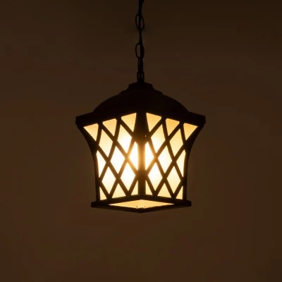 GloboStar® LINCOLN 01399 Vintage Κρεμαστό Φωτιστικό Πλέγμα Μονόφωτο 1 x E27 IP20 Καφέ Μεταλλο με Διάφανο Γυαλί - Μ19 x Π19 x Υ20cm
