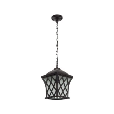 GloboStar® LINCOLN 01399 Vintage Κρεμαστό Φωτιστικό Πλέγμα Μονόφωτο 1 x E27 IP20 Καφέ Μεταλλο με Διάφανο Γυαλί - Μ19 x Π19 x Υ20cm