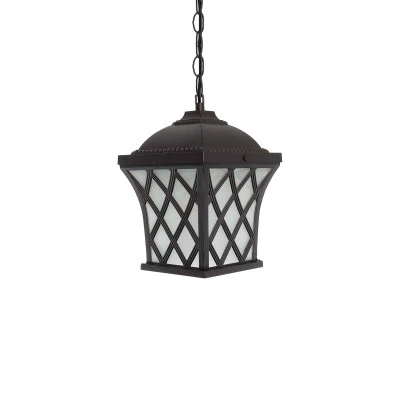 GloboStar® LINCOLN 01399 Vintage Κρεμαστό Φωτιστικό Πλέγμα Μονόφωτο 1 x E27 IP20 Καφέ Μεταλλο με Διάφανο Γυαλί - Μ19 x Π19 x Υ20cm