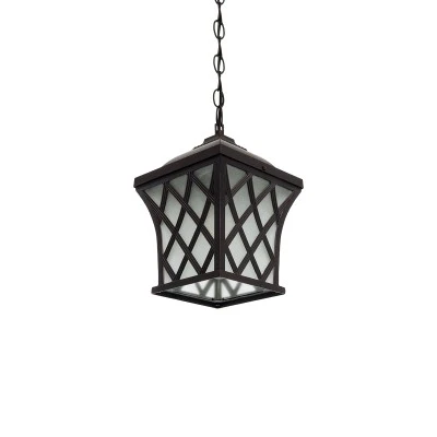 GloboStar® LINCOLN 01399 Vintage Κρεμαστό Φωτιστικό Πλέγμα Μονόφωτο 1 x E27 IP20 Καφέ Μεταλλο με Διάφανο Γυαλί - Μ19 x Π19 x Υ20cm