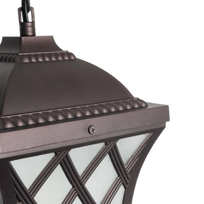 GloboStar® LINCOLN 01399 Vintage Κρεμαστό Φωτιστικό Πλέγμα Μονόφωτο 1 x E27 IP20 Καφέ Μεταλλο με Διάφανο Γυαλί - Μ19 x Π19 x Υ20cm