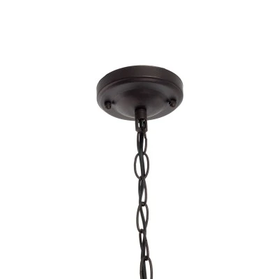 GloboStar® LINCOLN 01399 Vintage Κρεμαστό Φωτιστικό Πλέγμα Μονόφωτο 1 x E27 IP20 Καφέ Μεταλλο με Διάφανο Γυαλί - Μ19 x Π19 x Υ20cm