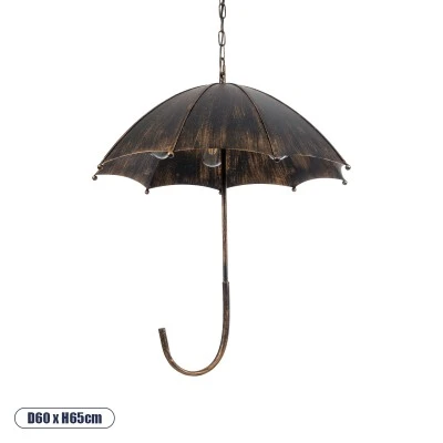 GloboStar® UMBRELLA 01406 Vintage Industrial Κρεμαστό Φωτιστικό Οροφής Πολύφωτο 5 x E27 Μαύρο Καφέ Σκουριά Μεταλλικό Φ58 x Υ60cm