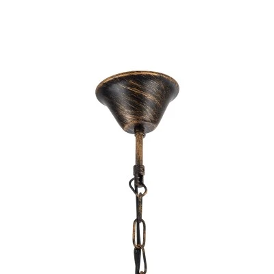 GloboStar® UMBRELLA 01406 Vintage Industrial Κρεμαστό Φωτιστικό Οροφής Πολύφωτο 5 x E27 Μαύρο Καφέ Σκουριά Μεταλλικό Φ58 x Υ60cm