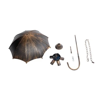 GloboStar® UMBRELLA 01406 Vintage Industrial Κρεμαστό Φωτιστικό Οροφής Πολύφωτο 5 x E27 Μαύρο Καφέ Σκουριά Μεταλλικό Φ58 x Υ60cm