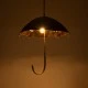 GloboStar® UMBRELLA 01406 Vintage Industrial Κρεμαστό Φωτιστικό Οροφής Πολύφωτο 5 x E27 Μαύρο Καφέ Σκουριά Μεταλλικό Φ58 x Υ60cm