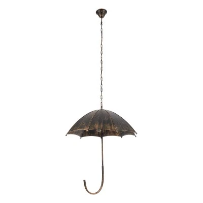 GloboStar® UMBRELLA 01406 Vintage Industrial Κρεμαστό Φωτιστικό Οροφής Πολύφωτο 5 x E27 Μαύρο Καφέ Σκουριά Μεταλλικό Φ58 x Υ60cm