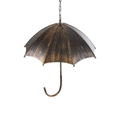GloboStar® UMBRELLA 01406 Vintage Industrial Κρεμαστό Φωτιστικό Οροφής Πολύφωτο 5 x E27 Μαύρο Καφέ Σκουριά Μεταλλικό Φ58 x Υ60cm