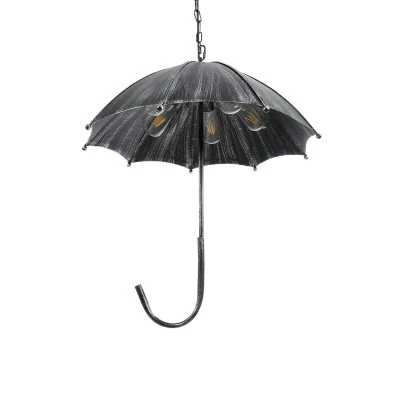 GloboStar® UMBRELLA 01407 Vintage Industrial Κρεμαστό Φωτιστικό Οροφής Πολύφωτο Γκρι Σκουριά Μεταλλικό Φ58 x Υ60cm