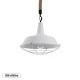GloboStar® CRANE 01409 Vintage Industrial Κρεμαστό Φωτιστικό Οροφής Μονόφωτο 1 x E27 Λευκό Ματ Μεταλλικό Καμπάνα Πλέγμα με Μπεζ Σχοινί Φ36 x Υ31cm