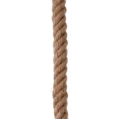 GloboStar® CRANE 01409 Vintage Industrial Κρεμαστό Φωτιστικό Οροφής Μονόφωτο 1 x E27 Λευκό Ματ Μεταλλικό Καμπάνα Πλέγμα με Μπεζ Σχοινί Φ36 x Υ31cm