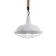GloboStar® CRANE 01409 Vintage Industrial Κρεμαστό Φωτιστικό Οροφής Μονόφωτο 1 x E27 Λευκό Ματ Μεταλλικό Καμπάνα Πλέγμα με Μπεζ Σχοινί Φ36 x Υ31cm