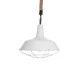 GloboStar® PUPPET 01412 Vintage Κρεμαστό Φωτιστικό Μονόφωτο Καμπάνα 1 x E27 IP20 Λευκό Μεταλλο με Μπεζ Σχοινί - Μ36 x Π36 x Y31cm