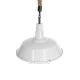 GloboStar® PUPPET 01412 Vintage Κρεμαστό Φωτιστικό Μονόφωτο Καμπάνα 1 x E27 IP20 Λευκό Μεταλλο με Μπεζ Σχοινί - Μ36 x Π36 x Y31cm