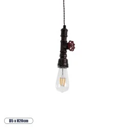 Vintage Κρεμαστό Φωτιστικό Οροφής με Ντουί 1 x E27 AC 220-240V IP20 - Καφέ & Κόκκινο - Μ5 x Π5 x Y20cm
