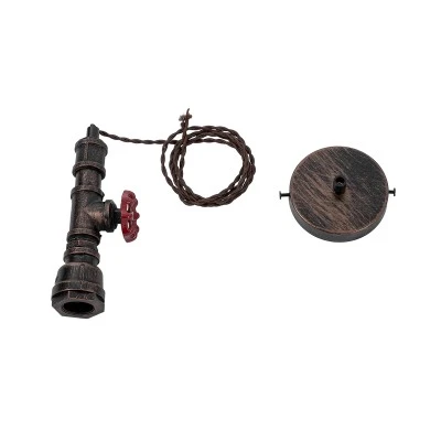 GloboStar® SPIGOT 01414 Vintage Industrial Κρεμαστό Φωτιστικό Οροφής Μονόφωτο 1 x E27 Καφέ Σκουριά Μεταλλικό Μ5 x Π7.5 x Y20cm