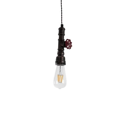 GloboStar® SPIGOT 01414 Vintage Industrial Κρεμαστό Φωτιστικό Οροφής Μονόφωτο 1 x E27 Καφέ Σκουριά Μεταλλικό Μ5 x Π7.5 x Y20cm