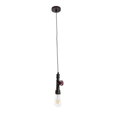 GloboStar® SPIGOT 01414 Vintage Industrial Κρεμαστό Φωτιστικό Οροφής Μονόφωτο 1 x E27 Καφέ Σκουριά Μεταλλικό Μ5 x Π7.5 x Y20cm