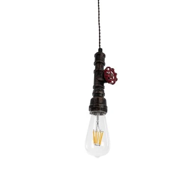 GloboStar® SPIGOT 01414 Vintage Industrial Κρεμαστό Φωτιστικό Οροφής Μονόφωτο 1 x E27 Καφέ Σκουριά Μεταλλικό Μ5 x Π7.5 x Y20cm