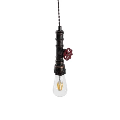 GloboStar® SPIGOT 01414 Vintage Industrial Κρεμαστό Φωτιστικό Οροφής Μονόφωτο 1 x E27 Καφέ Σκουριά Μεταλλικό Μ5 x Π7.5 x Y20cm